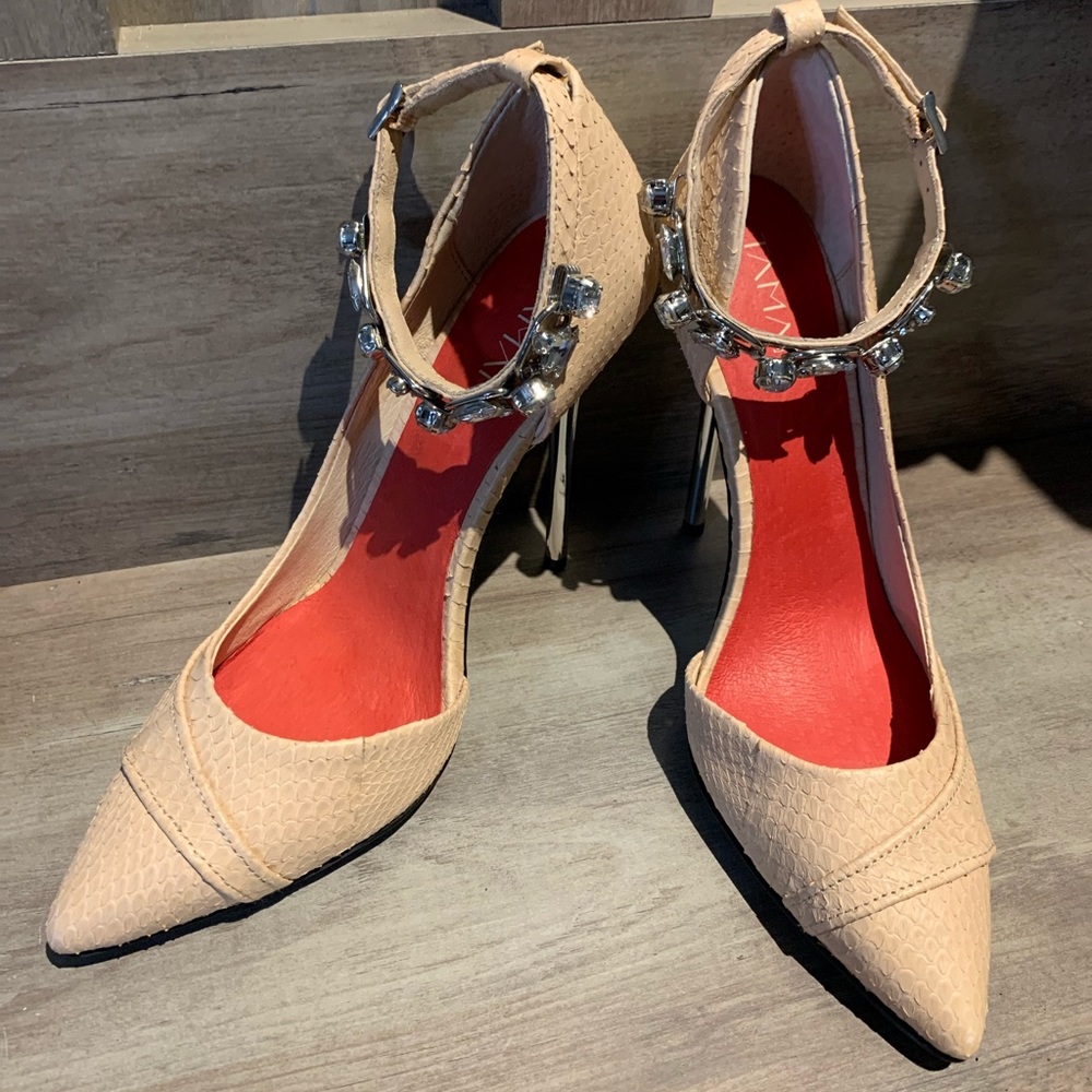 Tamar Collection Tan Snake Pumps